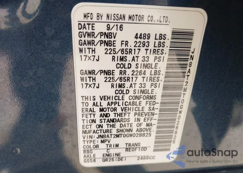 2016 Nissan Rogue S from USA, damaged, VIN JN8AT2MT0GW028825